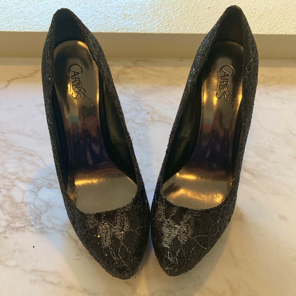 Carlos Santana 5” Stilettos • Sparkly Black• 6.5 M - Picture 3 of 9
